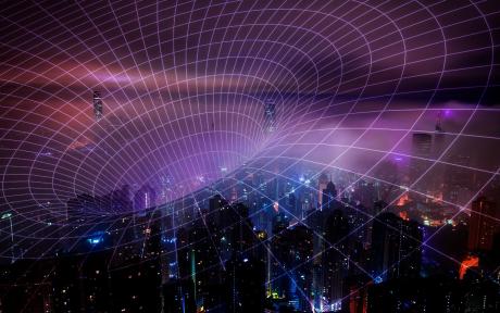 white network lines radiating from blue city with purple sky - Image by mohamed Hassan from Pixabay