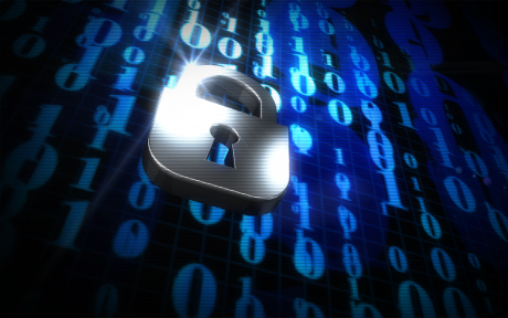 silver padlock with blue binary background - Image by Thomas Breher from Pixabay