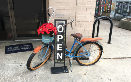 Bike with Open Sign