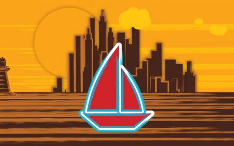 red sailboat with orange and brown skyline sunset - Image by ooceey from Pixabay