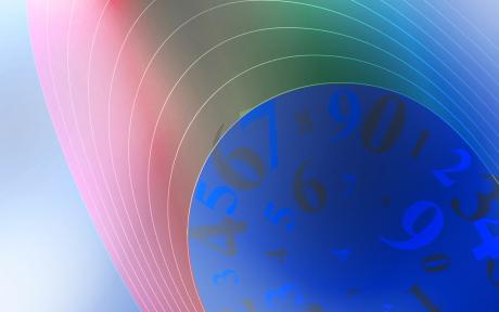 Rainbow arc with random blue numbers in center - Image by Prawny from Pixabay